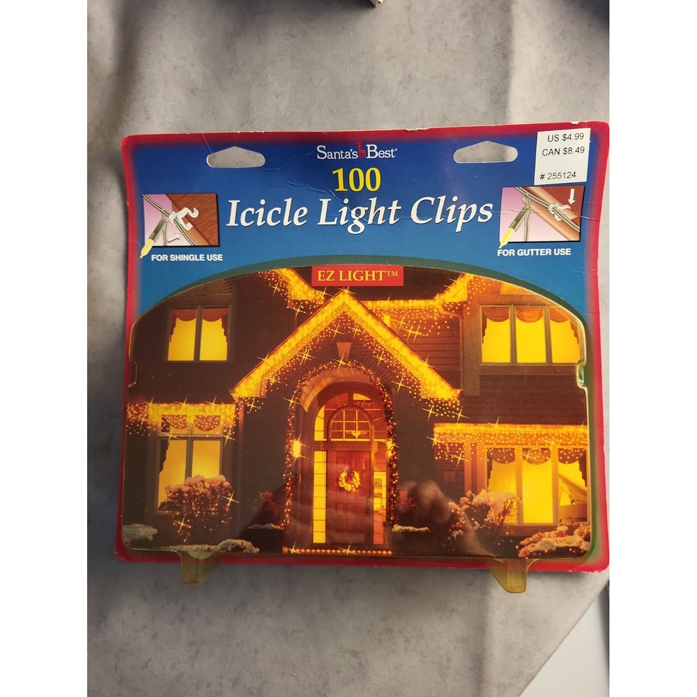 Vintage Santa's Best Icicle Light Clips EZ Light Shingle Gutter Christmas Decor